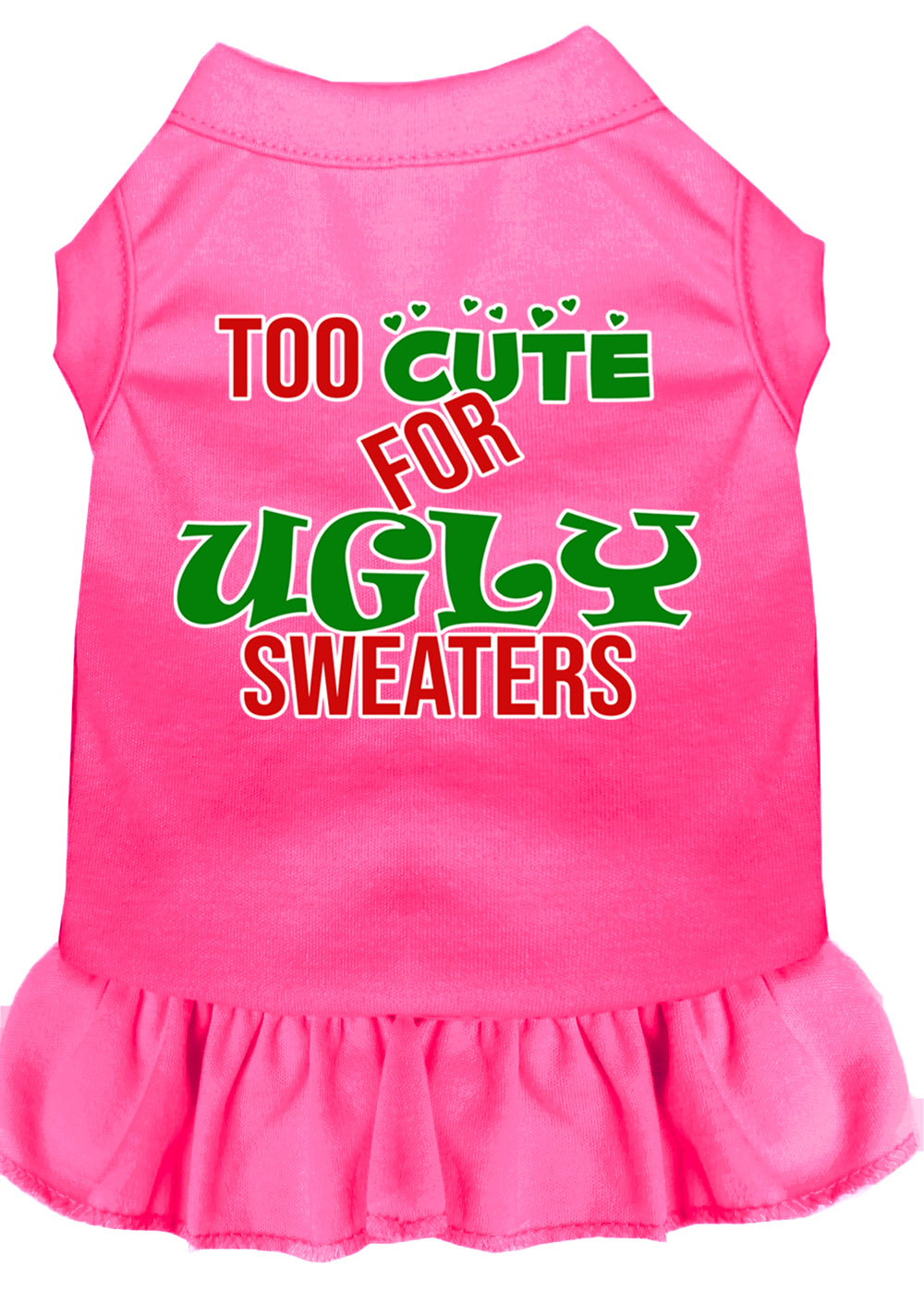 Too Cute for Ugly Sweaters Screen Print Dog Dress Bright Pink XL